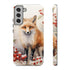 Christmas Fox in a Wreath of Red Berries - Impact Resistant Phone Case Samsung Galaxy S22 Plus Glossy